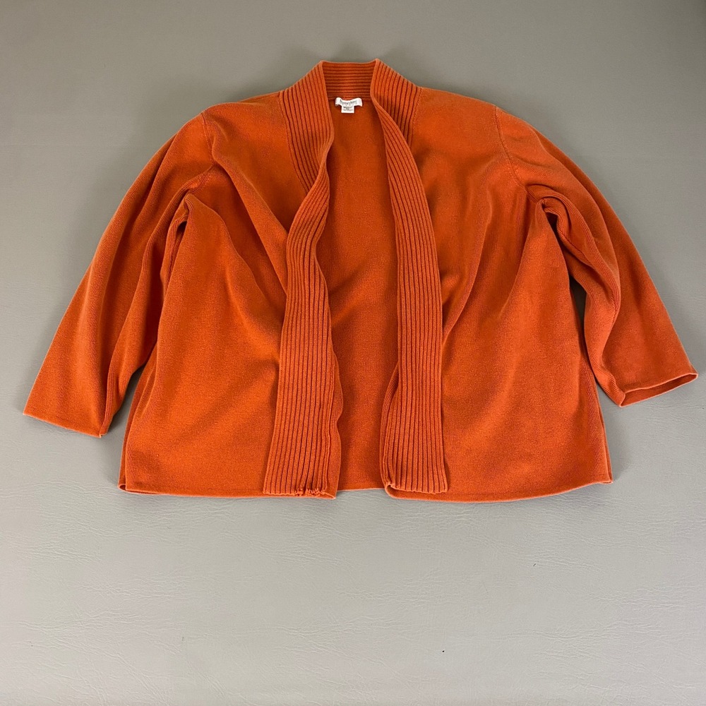 Hampshire Studio  Cardigan Sweater‎ Women's Plus Size 3X Orange Cotton *Flaw